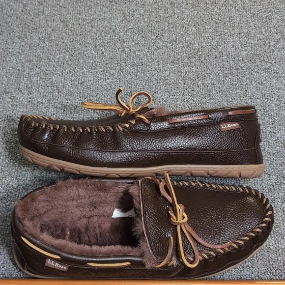 L.L. Bean Wicked Good Moccasins Moosehide Slipper Chocolate Brown Size 11.0 - Picture 6 of 14